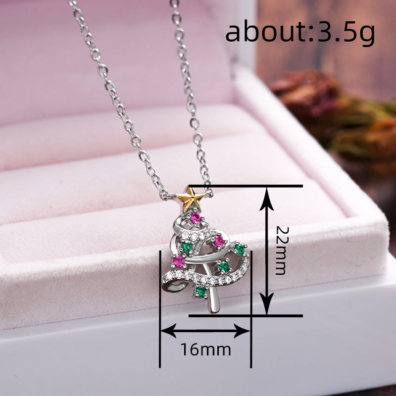 Two-tone Skirt Line Christmas Tree Necklace