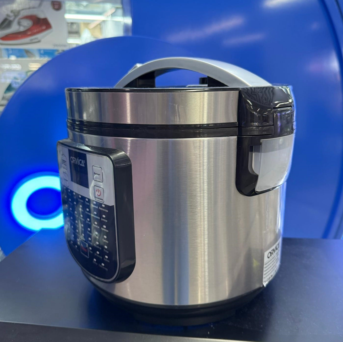 Electric Pressure Cooker Household Non-stick Rice Cooker in stainless steel finish with digital control panel.