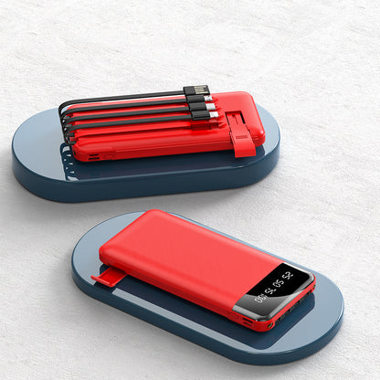 Ultra-thin Portable With Cable Power Bank Large Capacity Mobile Power Supply