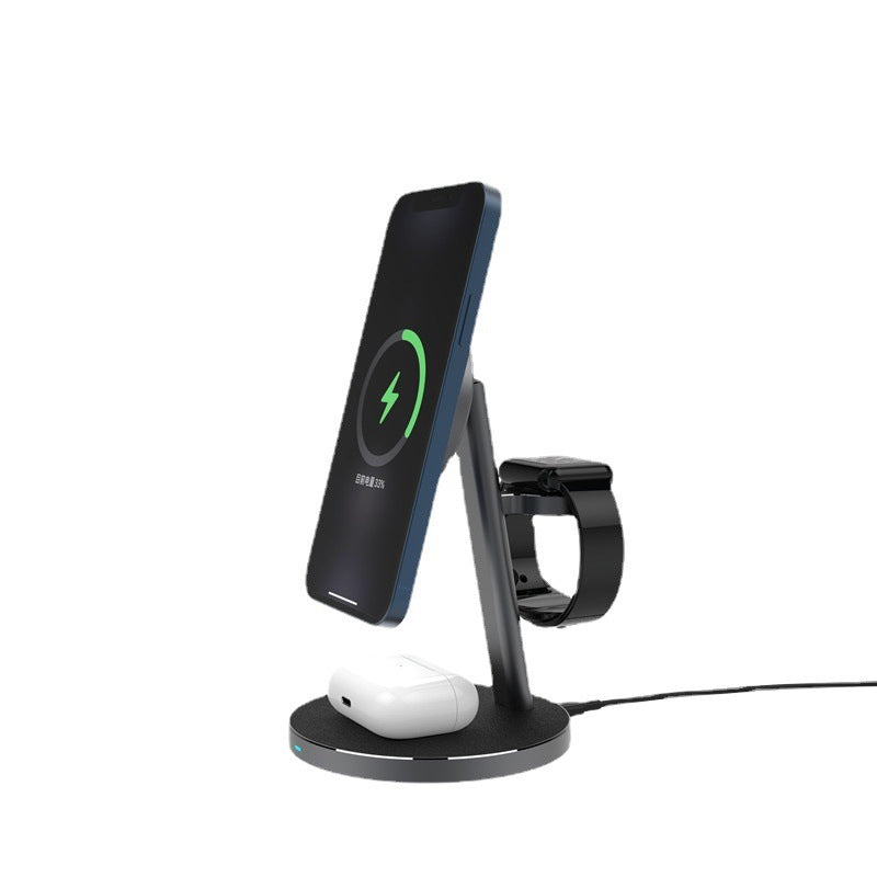 Three-in-one magnetic wireless charger for Apple
