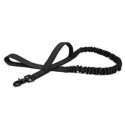 Black nylon tactical dog harness leash with breakaway feature for all-season use