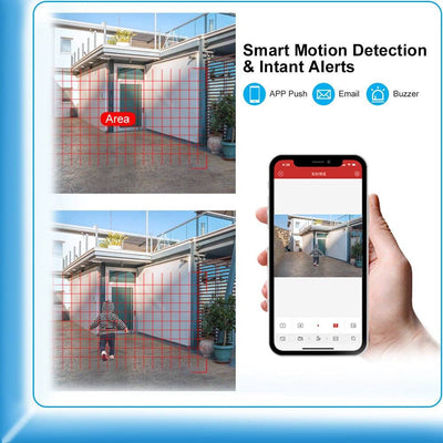 Hikvision CCTV camera system showing smart motion detection and instant alerts via mobile app