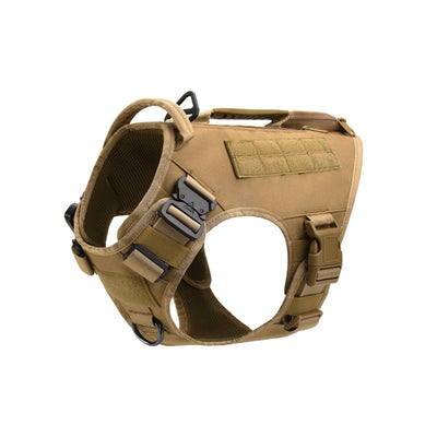 Durable nylon tactical dog harness with adjustable straps and breakaway feature