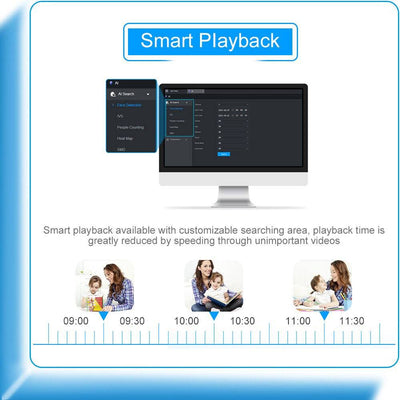 Hikvision CCTV Camera smart playback feature with customizable search and fast video review on computer screen