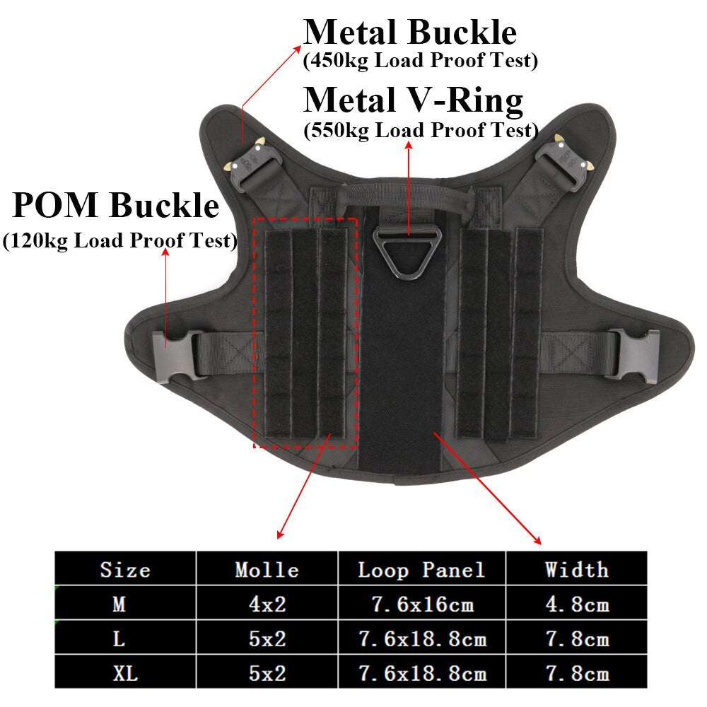 Metal Buckle Tactical Dog Harness & Lead-3