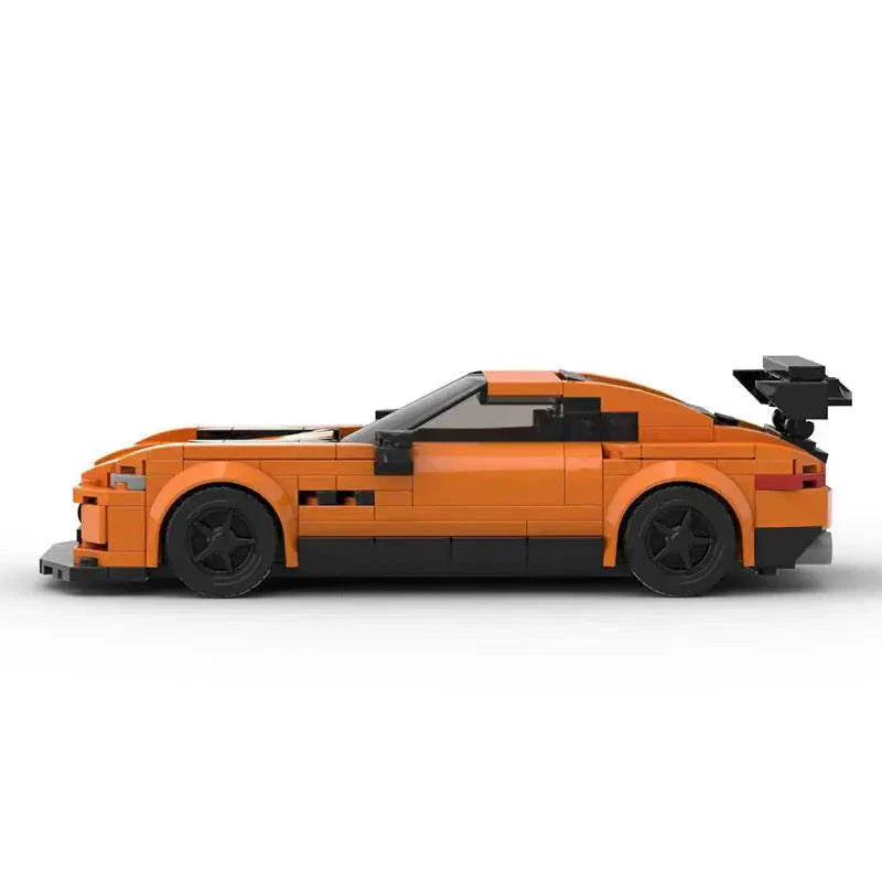 Orange Mercedes AMG GT model kit car side view building toy