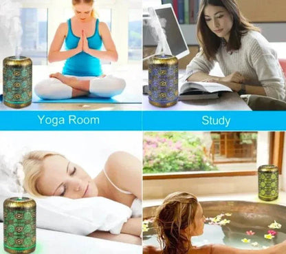 Portable DYSON air purifier used in yoga room, study, bedroom, and bathroom for clean indoor air.
