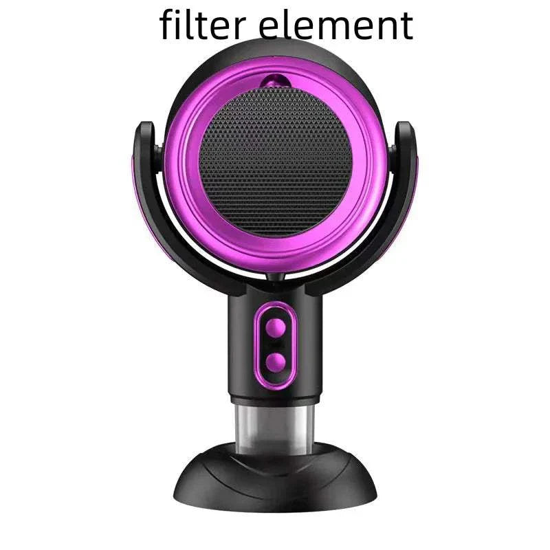 levoit core mini air purifier with purple filter element and compact design for desktop use