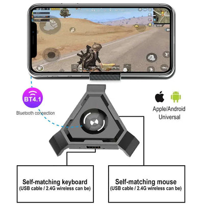 one-handed mechanical gaming keyboard with Bluetooth and USB connectivity compatible with Apple and Android devices