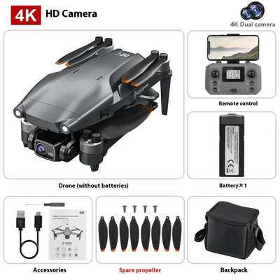L600 PRO MAX Drone with 4K HD camera, remote control, battery, spare propellers, accessories, and backpack kit