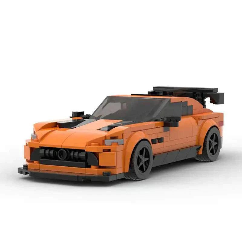 Orange Mercedes AMG GT model kit compatible with MOC Speed Series building blocks