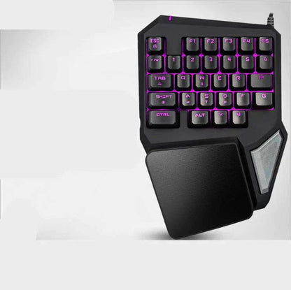 one-handed mechanical gaming keyboard with RGB lighting and ergonomic design